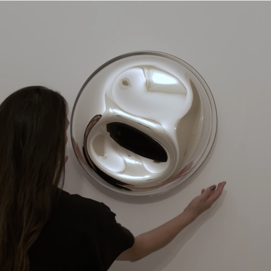 Contemporary Mirror Sculpture Silver